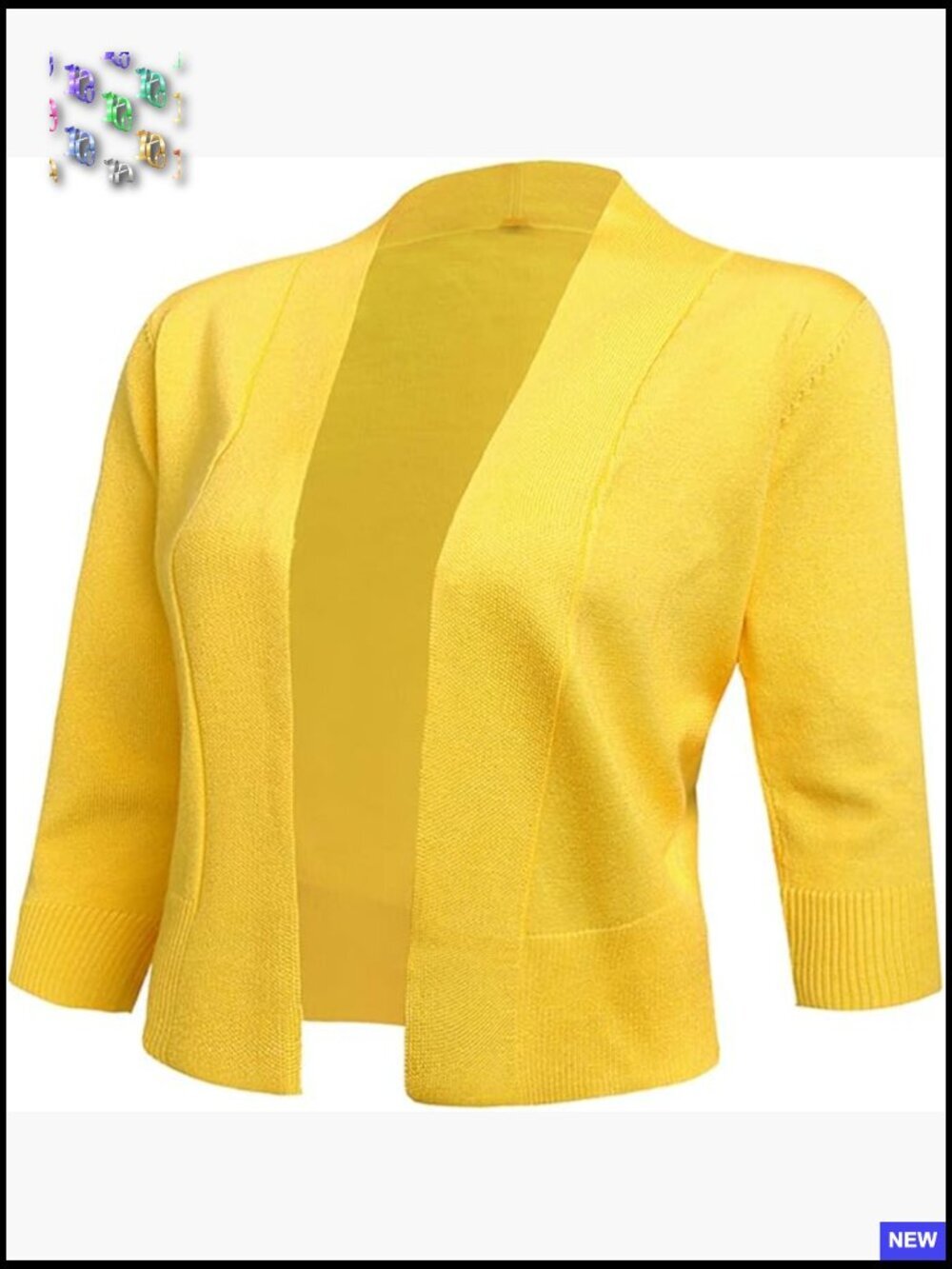 Cropped Cardigan 3/4 Sleeve Open Front Shrug Chic Minimal Elegant Y2K